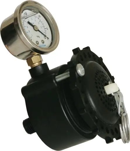 Breather II-ADJ valve with its vacuum gauge and steel release ring